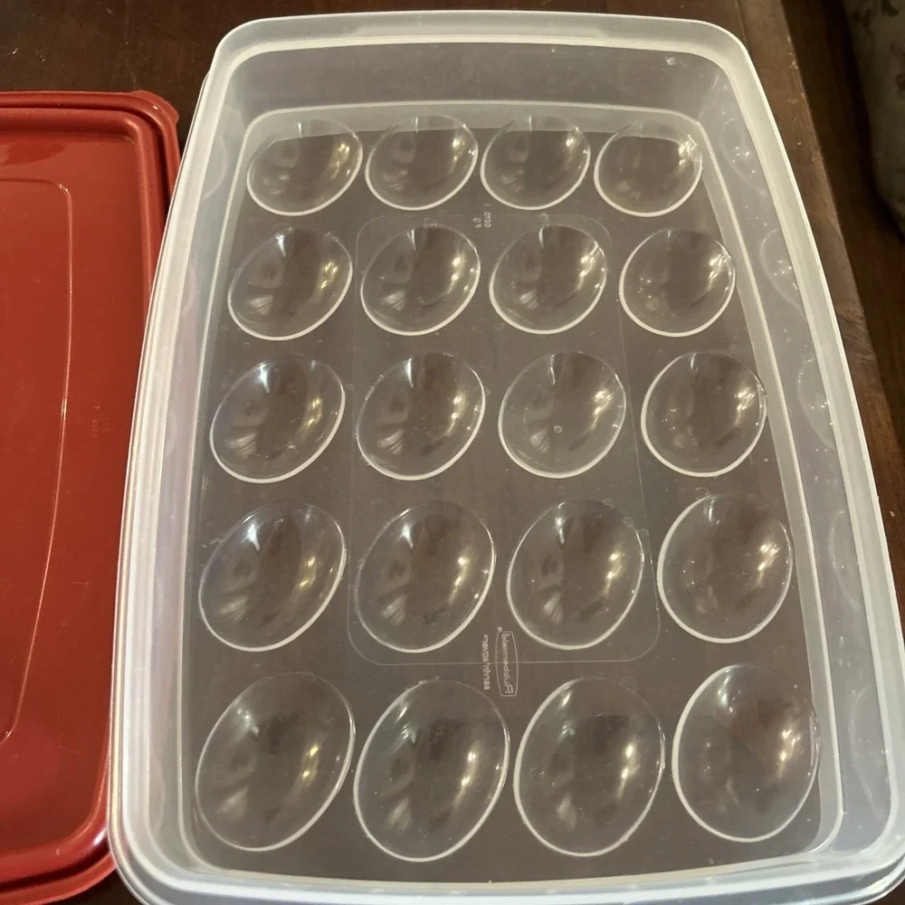 Rubbermaid Egg Keeper Food Storage Container, Clear/Red, 1 Count